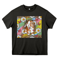 Asphalt Watercolor Easter Bunny With Daisy Heavy Core Tee - RanaPortraitStore