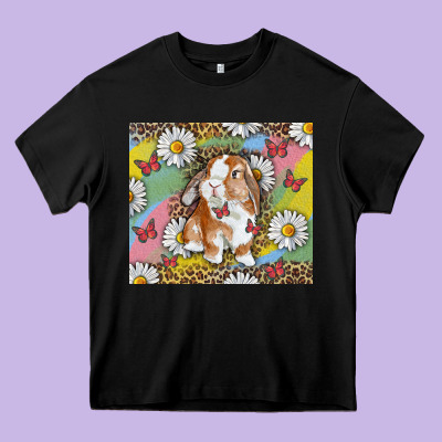 Heavy Core Tee Watercolor Easter Bunny With Daisy