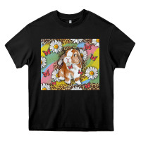Black Watercolor Easter Bunny With Daisy Heavy Core Tee - RanaPortraitStore