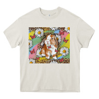 Cream Watercolor Easter Bunny With Daisy Heavy Core Tee - RanaPortraitStore