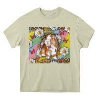 Mossy Watercolor Easter Bunny With Daisy Heavy Core Tee - RanaPortraitStore