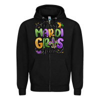 Black happy mardi gras y'all Zipper Hoodie - MaliasSmallBusiness