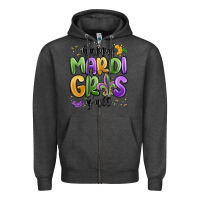 Charcoal Heather happy mardi gras y'all Zipper Hoodie - MaliasSmallBusiness