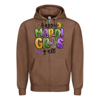 Chestnut happy mardi gras y'all Zipper Hoodie - MaliasSmallBusiness