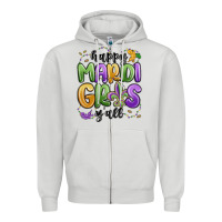 Dove Grey happy mardi gras y'all Zipper Hoodie - MaliasSmallBusiness