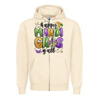 Sandshell happy mardi gras y'all Zipper Hoodie - MaliasSmallBusiness