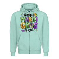 Seafoam happy mardi gras y'all Zipper Hoodie - MaliasSmallBusiness