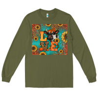 Army Green love autumn cow Long Sleeve Tee - Jasminsmagicworld
