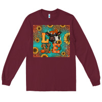 Burgundy love autumn cow Long Sleeve Tee - Jasminsmagicworld