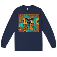 Navy love autumn cow Long Sleeve Tee - Jasminsmagicworld