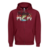 Burgundy fishing mom Zipper Hoodie - MaliasSmallBusiness