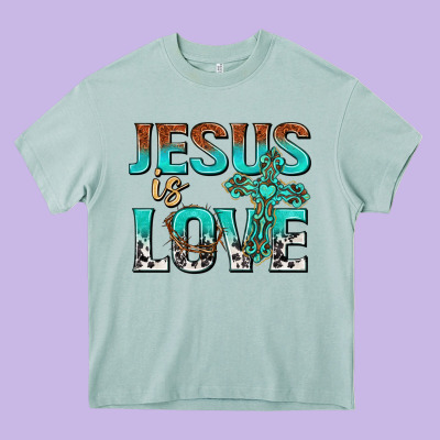 Jesus Is Love Heavy Core Tee Designed By Texasbilliewilder