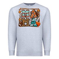 Heather Grey Fall American Football Autumn Mama Premium Sweatshirt - LillyAllenDesigns