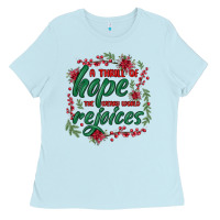 Baby Blue a thrill of hope the weary world rejoices Ladies Tee - MaliasSmallBusiness