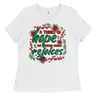 White a thrill of hope the weary world rejoices Ladies Tee - MaliasSmallBusiness