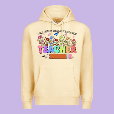 Teacher Wildflowers Kopyası Premium Hoodie Designed By Jahusdesignshop