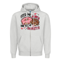Dove Grey feed me donuts and tell me i'm pretty Zipper Hoodie - MaliasSmallBusiness