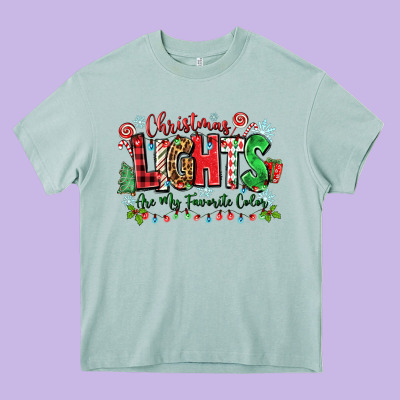 Christmas Lights Are My Favorite Color Heavy Core Tee Designed By Zillion Design Studio