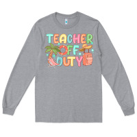 Heather Grey teacher off duty summer Long Sleeve Tee - JahusDesignShop