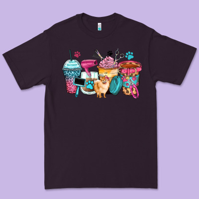 Pet Groomer Coffee Cups Premium Tee Designed By Zillion Design Studio