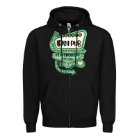 Black st patricks day ırısh pub Zipper Hoodie - MaliasSmallBusiness