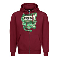 Burgundy st patricks day ırısh pub Zipper Hoodie - MaliasSmallBusiness