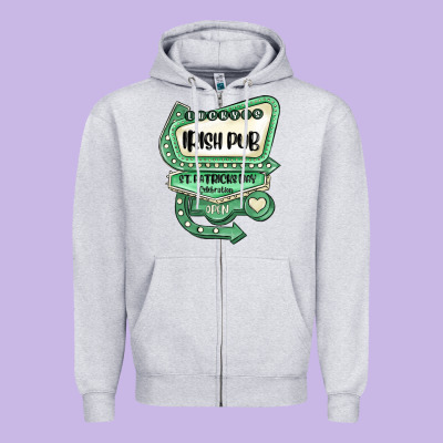 St Patricks Day ırısh Pub Zipper Hoodie Designed By Maliassmallbusiness
