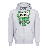 Heather Grey st patricks day ırısh pub Zipper Hoodie - MaliasSmallBusiness