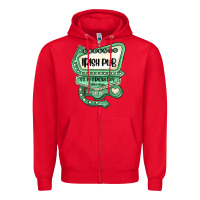 Red st patricks day ırısh pub Zipper Hoodie - MaliasSmallBusiness