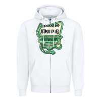 White st patricks day ırısh pub Zipper Hoodie - MaliasSmallBusiness