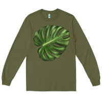Army Green Monstera Leaf Long Sleeve Tee - LillyAllenDesigns
