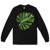Black Monstera Leaf Long Sleeve Tee - LillyAllenDesigns