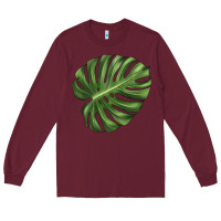 Burgundy Monstera Leaf Long Sleeve Tee - LillyAllenDesigns
