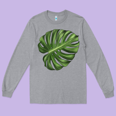 Monstera Leaf Long Sleeve Tee Designed By Lillyallendesigns