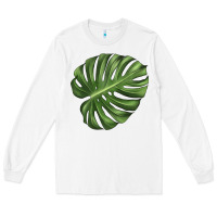 White Monstera Leaf Long Sleeve Tee - LillyAllenDesigns