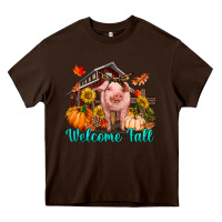 Chocolate Brown Welcome fall pig Heavy Core Tee - RanaPortraitStore