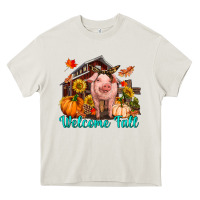 Cream Welcome fall pig Heavy Core Tee - RanaPortraitStore