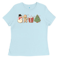 Baby Blue christmas gingerbread cookies Ladies Tee - MaliasSmallBusiness