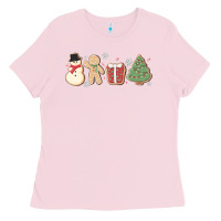 Bubblegum Pink christmas gingerbread cookies Ladies Tee - MaliasSmallBusiness