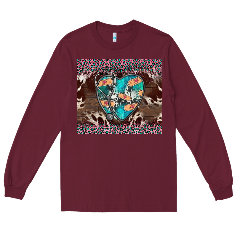 Western Nurse Stethoscope Pink Leopard Long Sleeve Tee by BarkalooDesign | Teevron