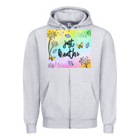 Heather Grey just breathe Zipper Hoodie - MaliasSmallBusiness