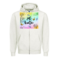 Oatmeal Heather just breathe Zipper Hoodie - MaliasSmallBusiness