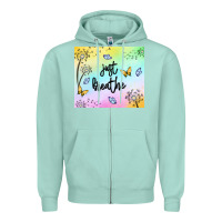 Seafoam just breathe Zipper Hoodie - MaliasSmallBusiness