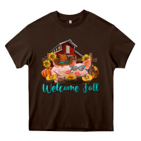 Chocolate Brown Welcome fall pigs Heavy Core Tee - RanaPortraitStore