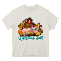 Cream Welcome fall pigs Heavy Core Tee - RanaPortraitStore
