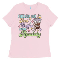 Bubblegum Pink fueled by iced coffee and anxiety Ladies Tee - MaliasSmallBusiness
