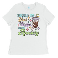 White fueled by iced coffee and anxiety Ladies Tee - MaliasSmallBusiness