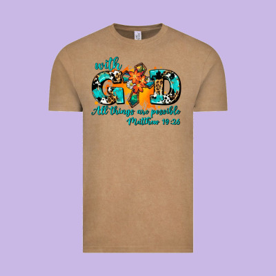 With God All Things Are Possible. Cross Vintage Tee Designed By Adodesignshop
