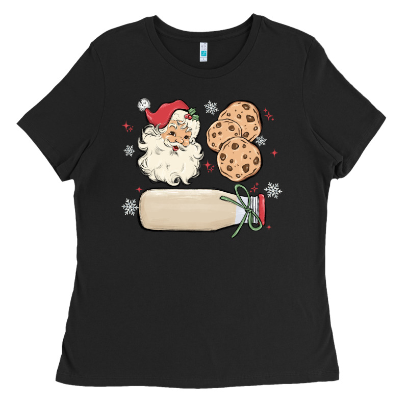 Custom Milk And Cookies With Santa Ladies Tee by MaliasSmallBusiness | Teevron