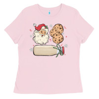 Bubblegum Pink custom milk and cookies with santa Ladies Tee - MaliasSmallBusiness